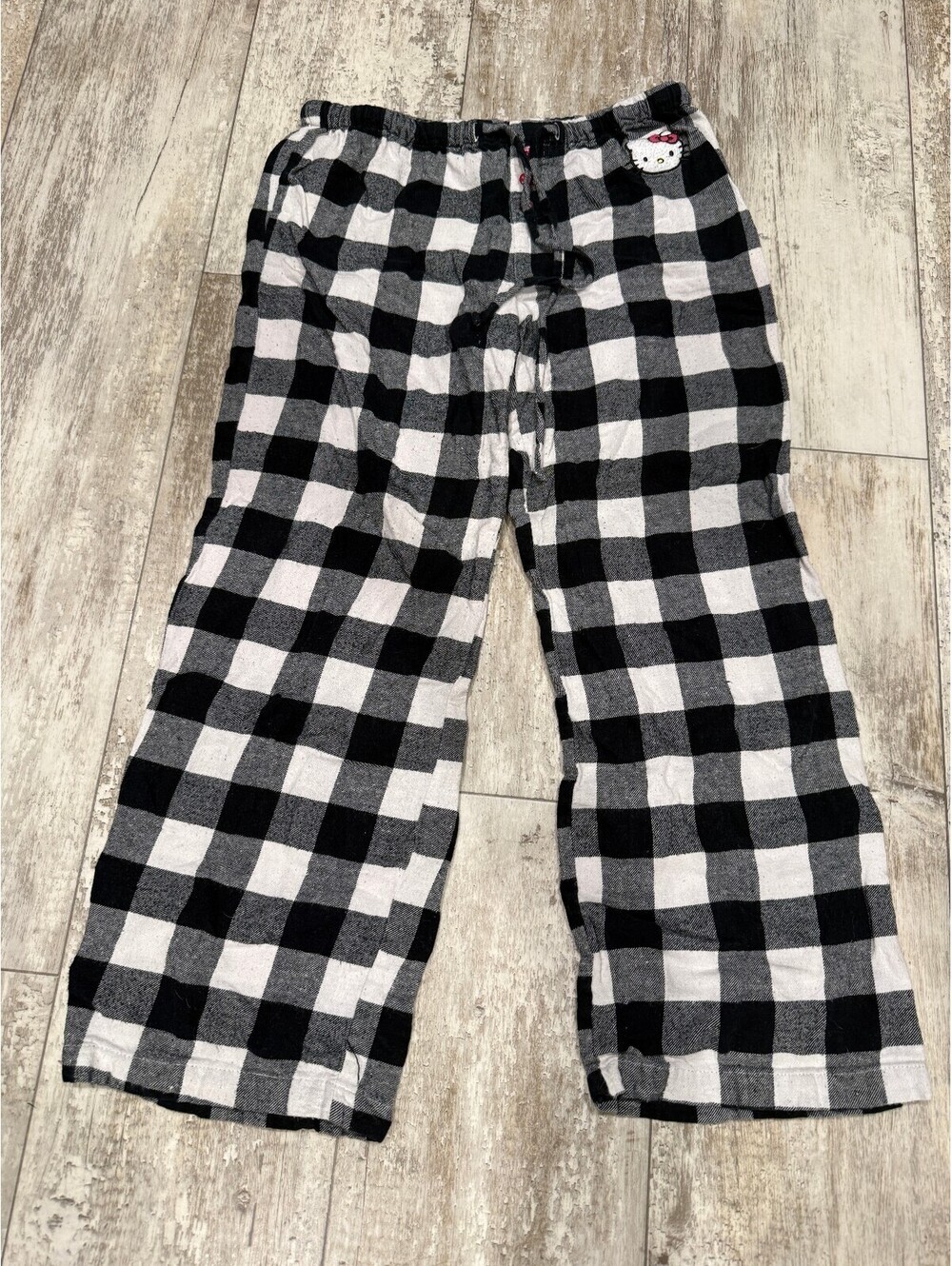 Hello Kitty Sanrio Womens L Plaid Flannel Pajama Pants Y2K
